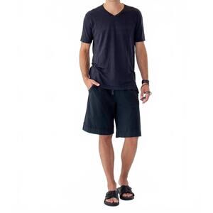 NEW CROSSLEY linen v-neck t-shirt in blue